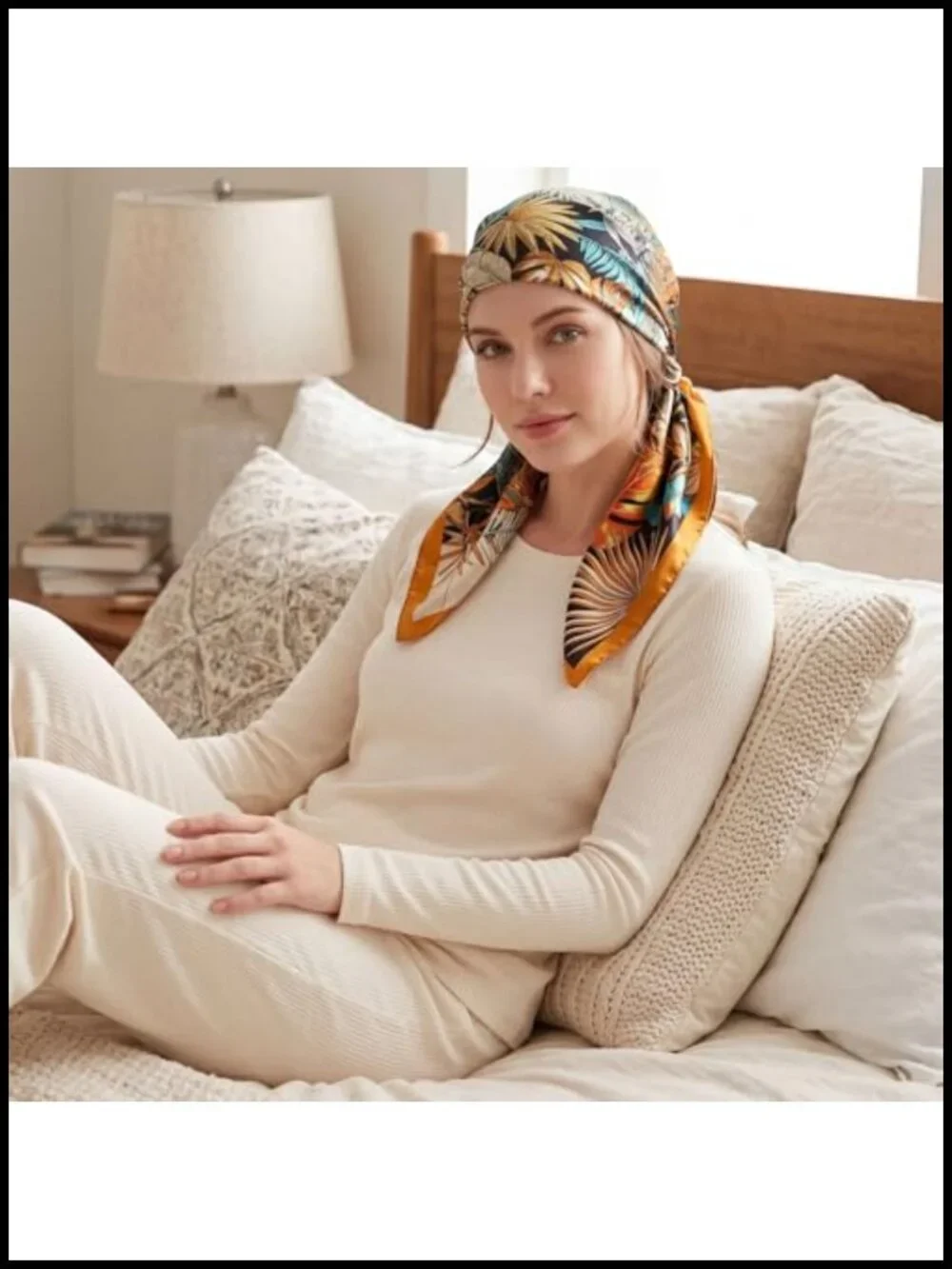 Silky Satin Square Scarf for Hair Wrapping, Sleeping, 35 Inch